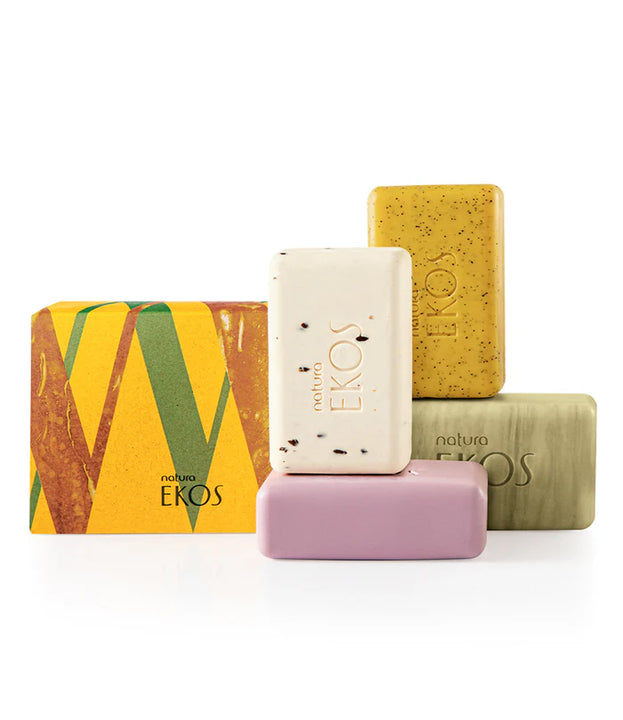 Ekos Creamy and Exfoliating Bar Soap Set: Chestnut, Andiroba, Açaí and Passion Fruit