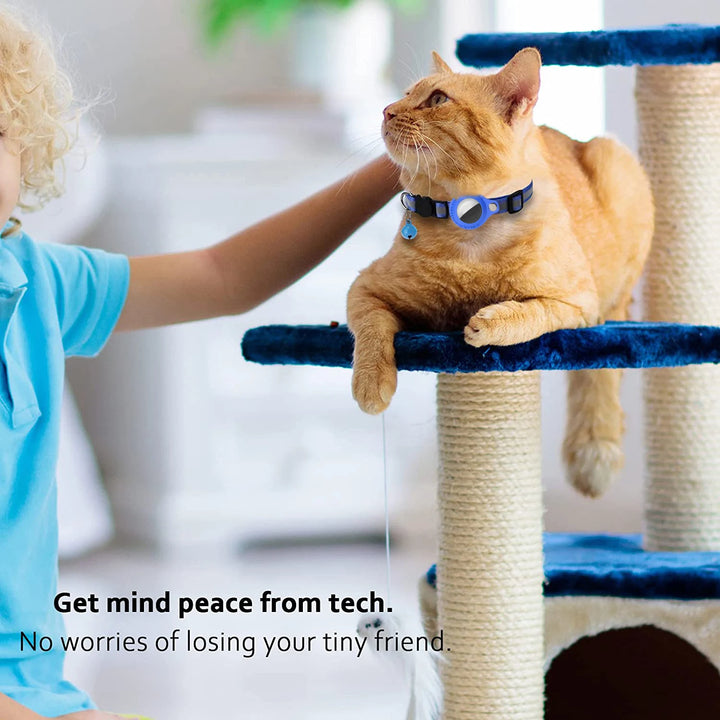 Reflective Anti-Lost Cat Collar for AirTag with Bell (Get the GPS for IOS/ANDROID with)