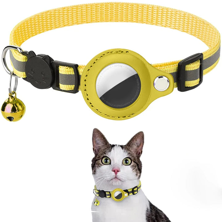 Reflective Anti-Lost Cat Collar for AirTag with Bell (Get the GPS for IOS/ANDROID with)