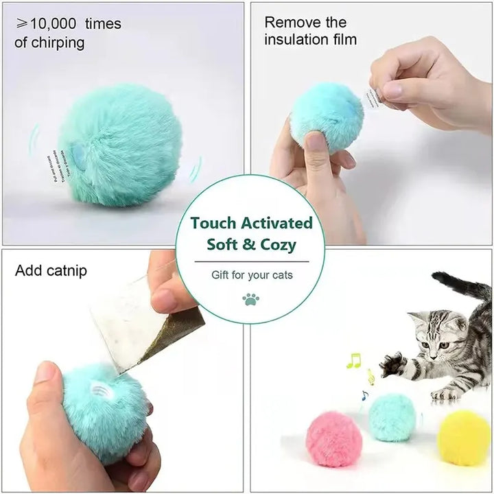 Interactive Catnip Sounding Toy Balls - (1 un or 3 Pack or Menthol ball)