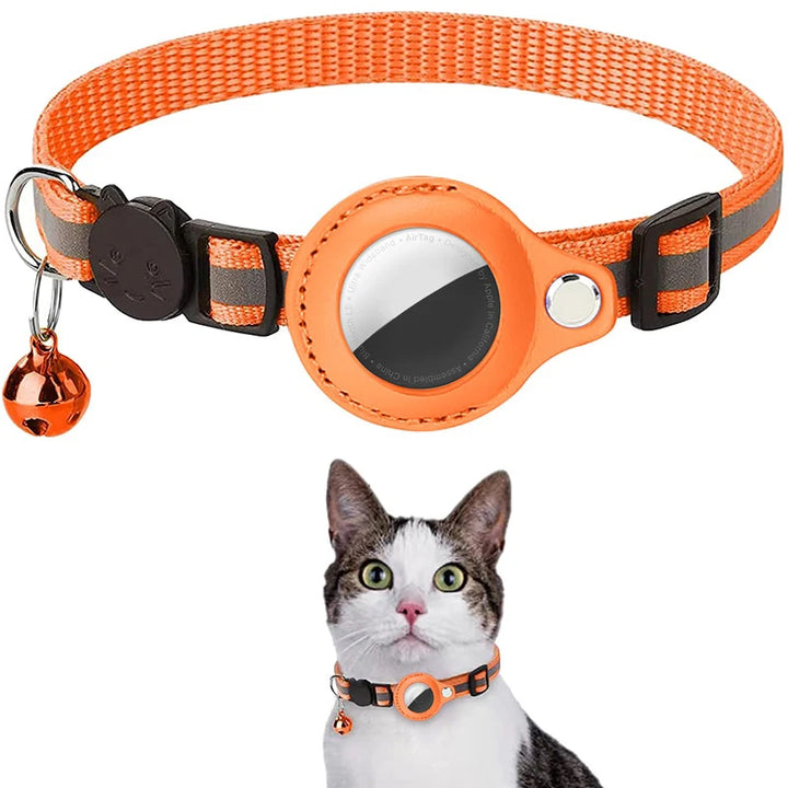 Reflective Anti-Lost Cat Collar for AirTag with Bell (Get the GPS for IOS/ANDROID with)