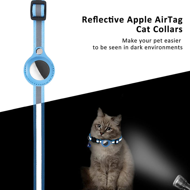 Reflective Anti-Lost Cat Collar for AirTag with Bell (Get the GPS for IOS/ANDROID with)