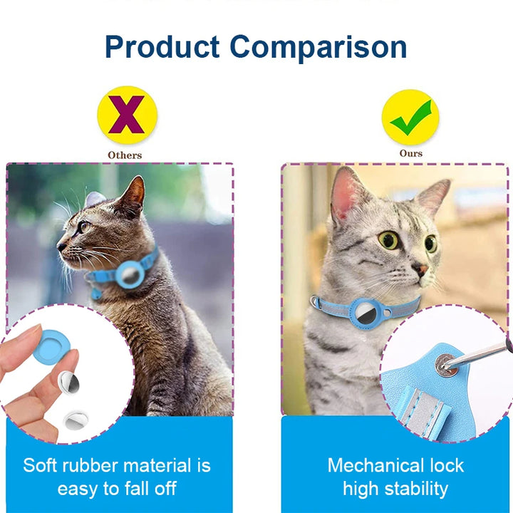 Reflective Anti-Lost Cat Collar for AirTag with Bell (Get the GPS for IOS/ANDROID with)