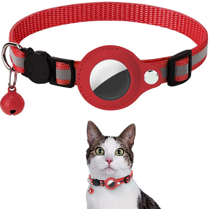 Reflective Anti-Lost Cat Collar for AirTag with Bell (Get the GPS for IOS/ANDROID with)