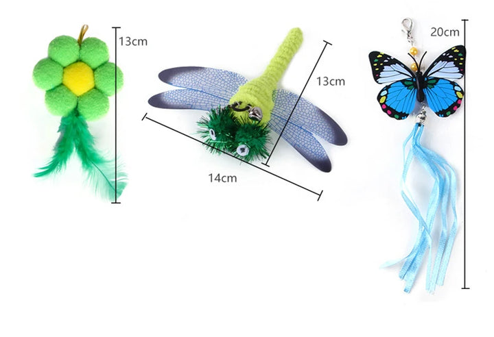 Interactive Feather Bird Teaser Wand Toy with Bell