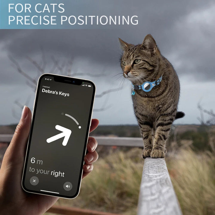 Reflective Anti-Lost Cat Collar for AirTag with Bell (Get the GPS for IOS/ANDROID with)