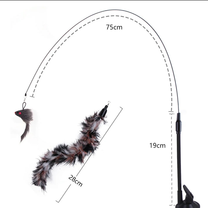 Interactive Feather Bird Teaser Wand Toy with Bell