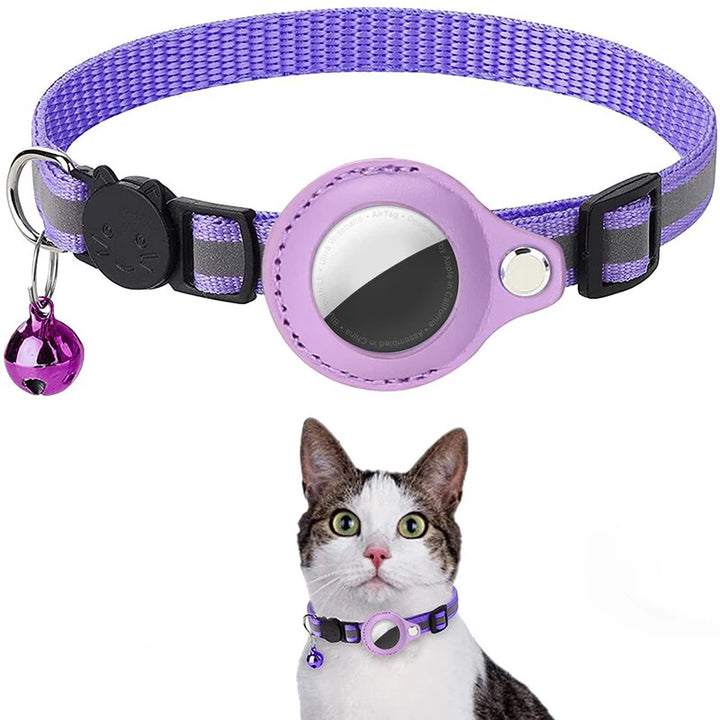 Reflective Anti-Lost Cat Collar for AirTag with Bell (Get the GPS for IOS/ANDROID with)