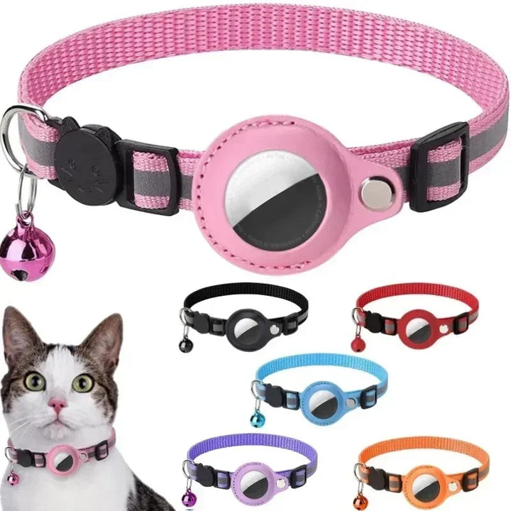 Reflective Anti-Lost Cat Collar for AirTag with Bell (Get the GPS for IOS/ANDROID with)