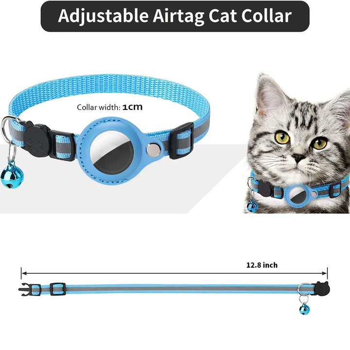 Reflective Anti-Lost Cat Collar for AirTag with Bell (Get the GPS for IOS/ANDROID with)